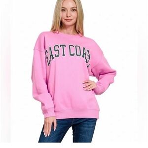 Zenana Pink East Coast Sweatshirt